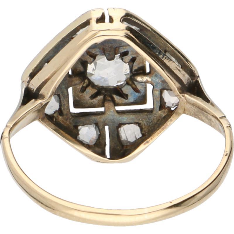 Ring bicolor goud, diamant - 14 kt.