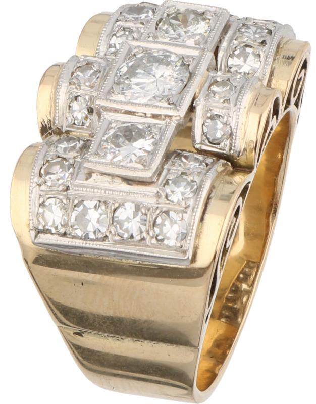 Tankring geelgoud, ca. 1.17 ct. diamant - 18 kt.