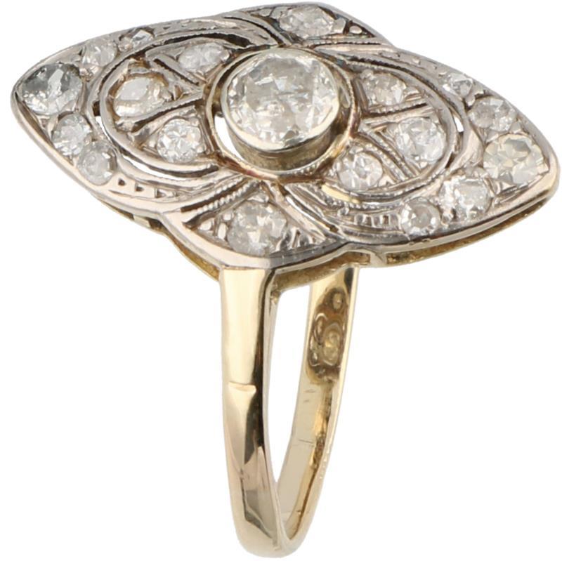Ring geelgoud, ca. 0.37 ct. diamant - 14 kt.