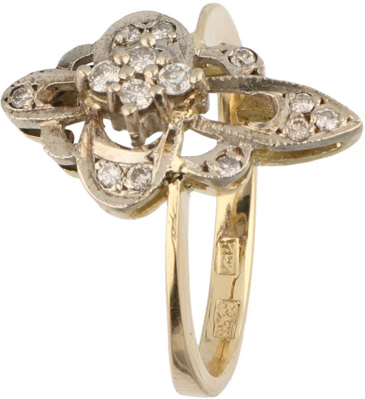 Ring geelgoud, ca. 0.18 ct. diamant - 18 kt.