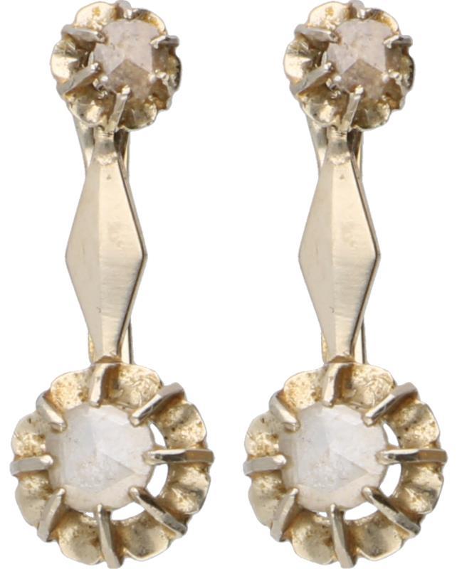 Oorbellen bicolor goud, diamant - 14 kt.