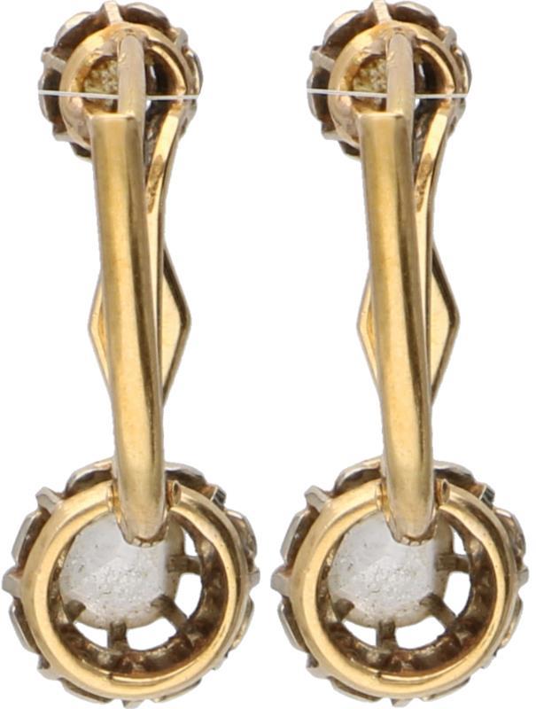 Oorbellen bicolor goud, diamant - 14 kt.