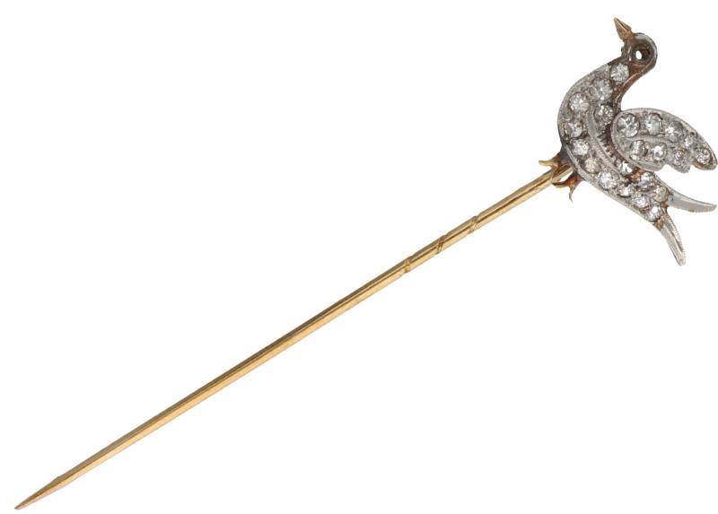 Reversspeld bicolor goud, ca. 0.22 ct. diamant - 14 kt.