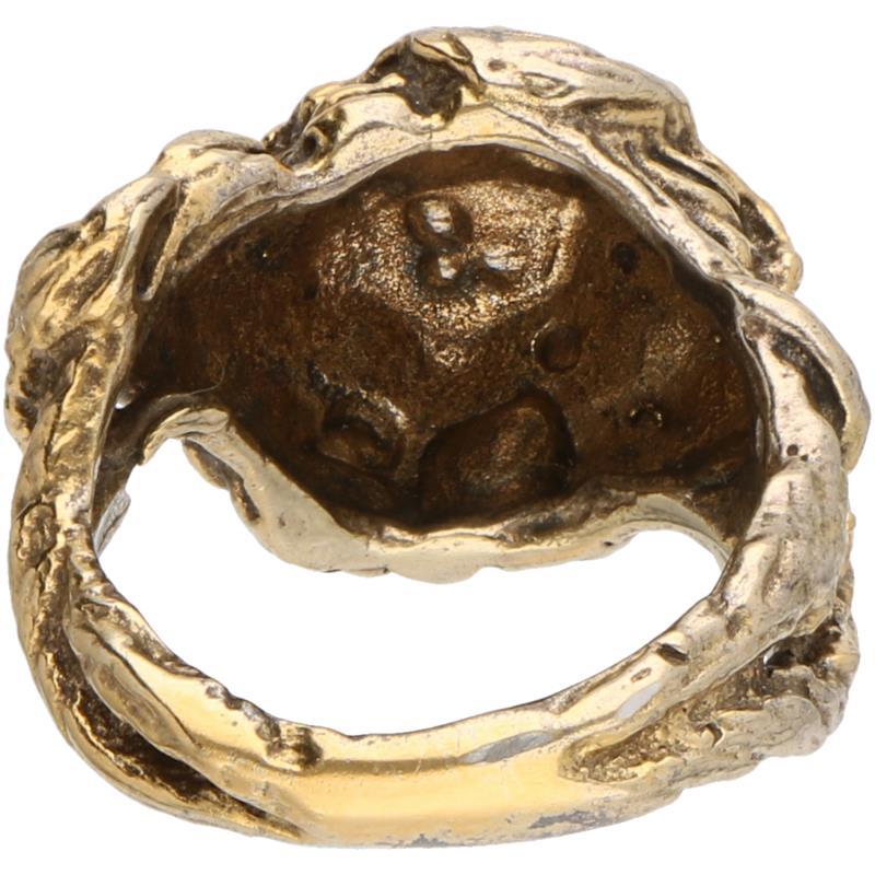 Art Nouveau ring Medusa verguld zilver.