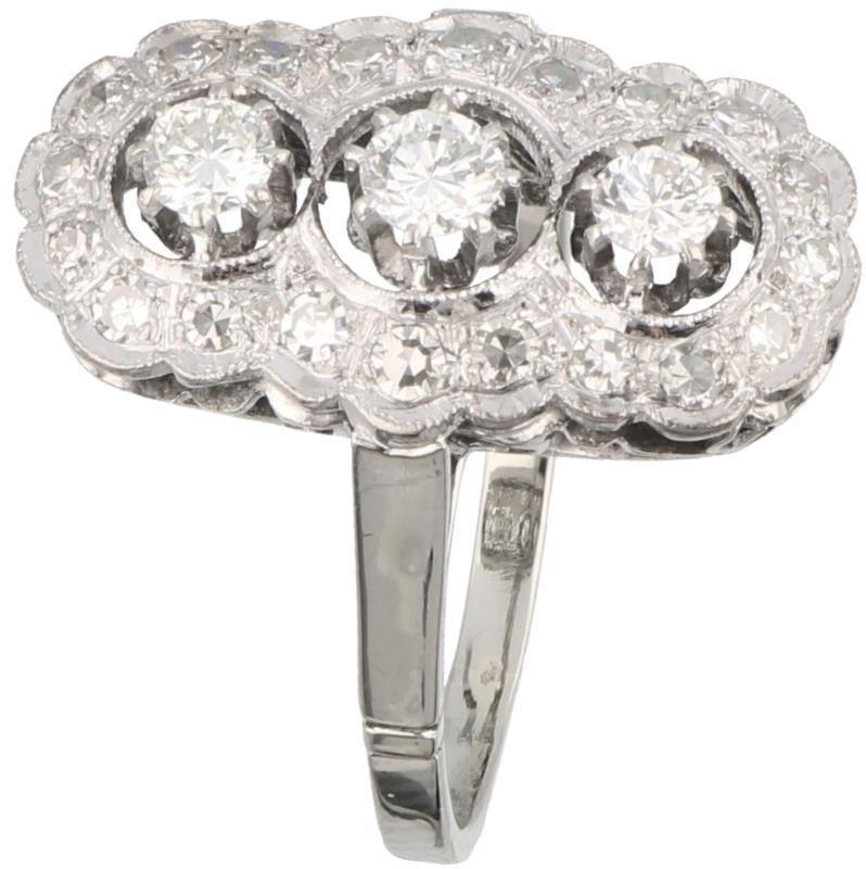 Prinsessenring witgoud, ca. 0.48 ct. diamant - 14 kt.