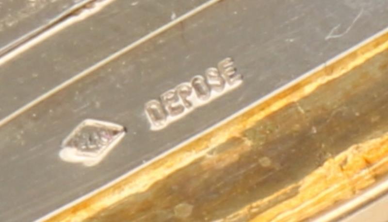 Depose broche bicolor goud, ca. 0.21 ct. diamant en barok parel - 18 kt.
