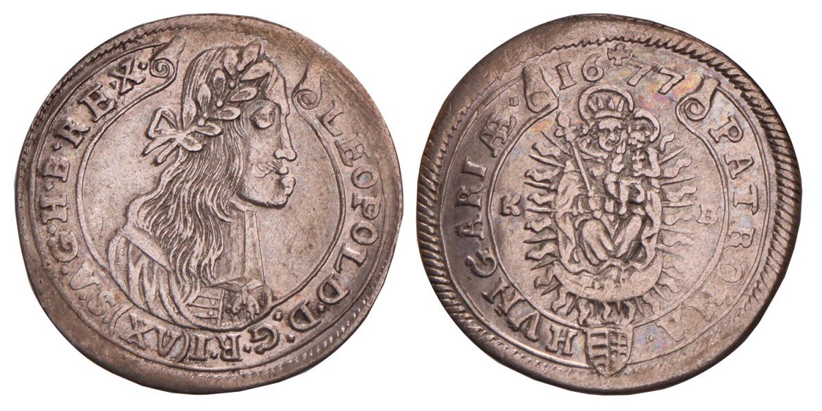Hungary. Leopold. 5 Kreuzer. 1677 KB.
