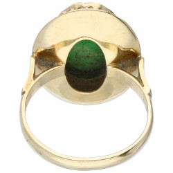 Geelgouden ring, met gesneden jade - 14 kt.