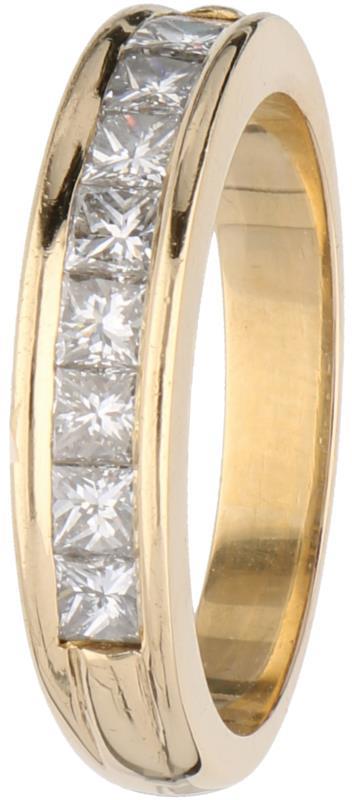 Rijring geelgoud, ca. 0.95 ct. diamant - 18 kt.