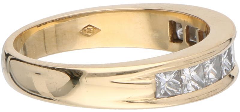 Rijring geelgoud, ca. 0.95 ct. diamant - 18 kt.