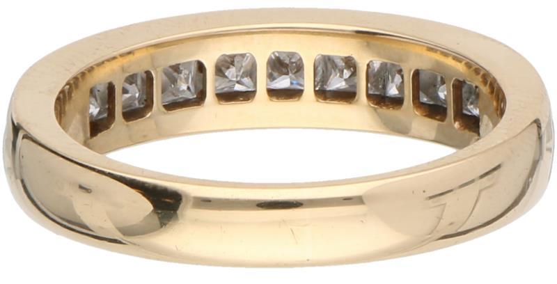 Rijring geelgoud, ca. 0.95 ct. diamant - 18 kt.