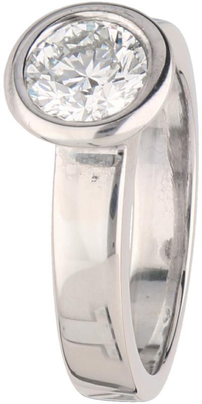 Solitair ring witgoud, ca. 1.07 ct. diamant - 18 kt.