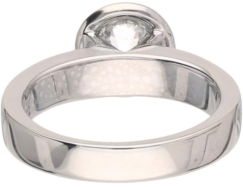 Solitair ring witgoud, ca. 1.07 ct. diamant - 18 kt.