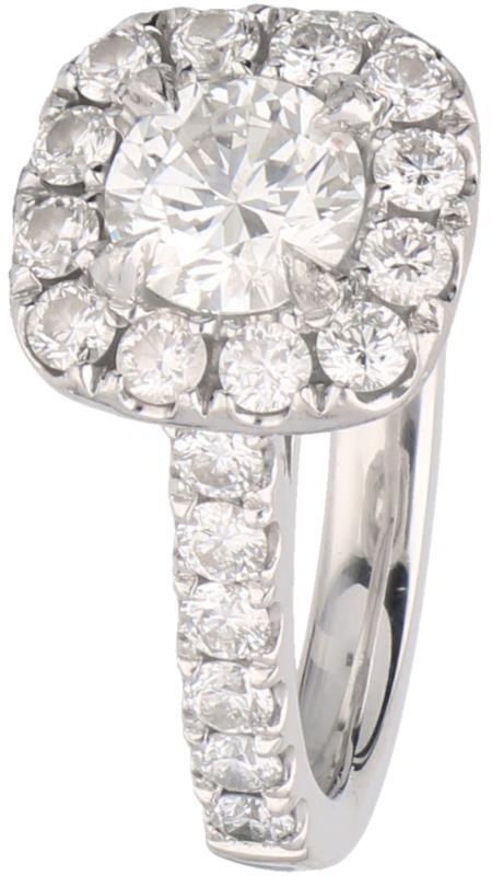 Shoulderring platina, ca. 2.00 ct. diamant - Pt 950.
