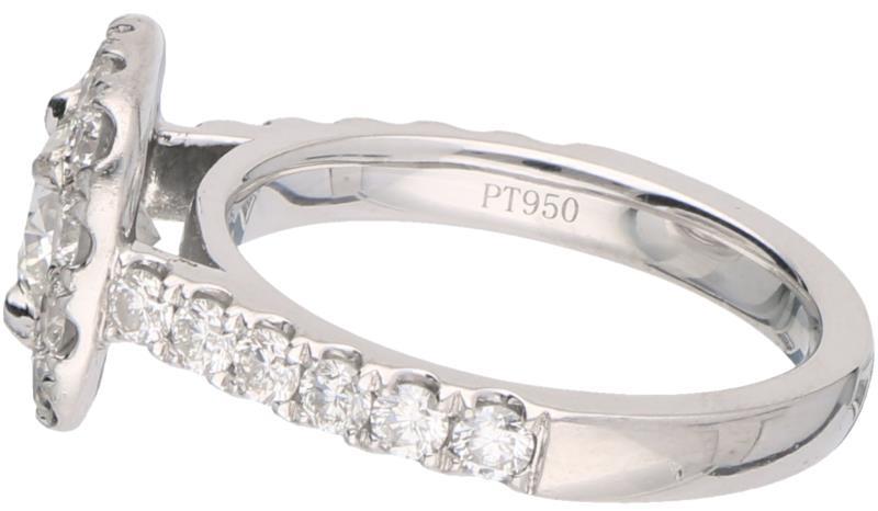 Shoulderring platina, ca. 2.00 ct. diamant - Pt 950.