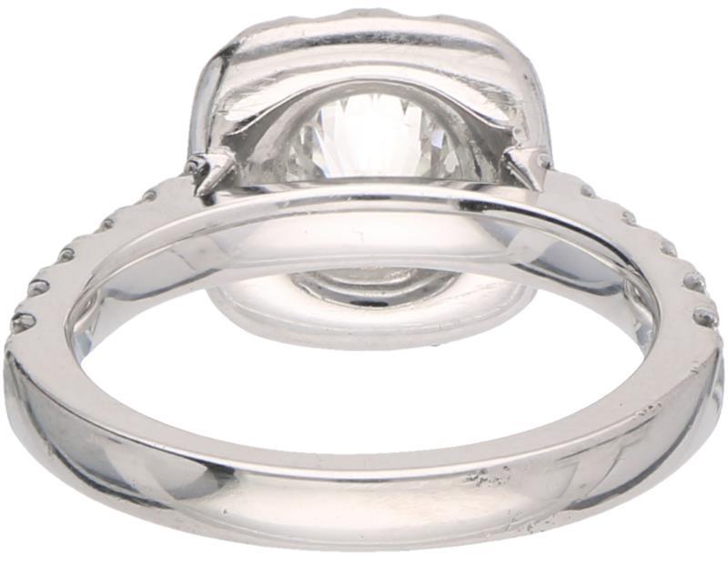 Shoulderring platina, ca. 2.00 ct. diamant - Pt 950.