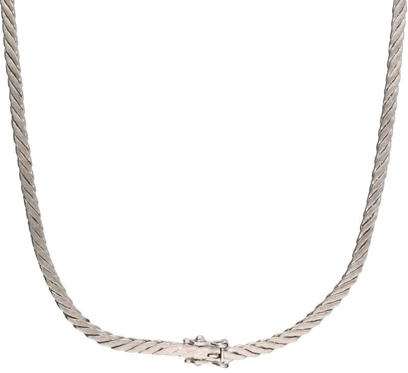 Collier witgoud, ca. 0.52 ct. diamant - 14 kt.