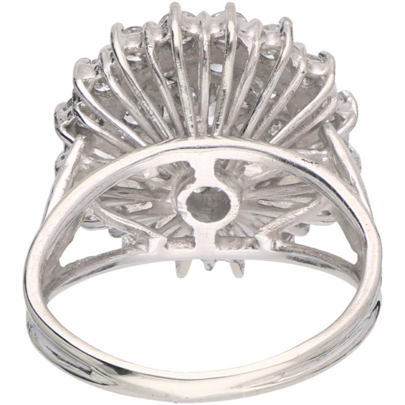 Rozetring witgoud, 2.00 ct. diamant - 18 kt.