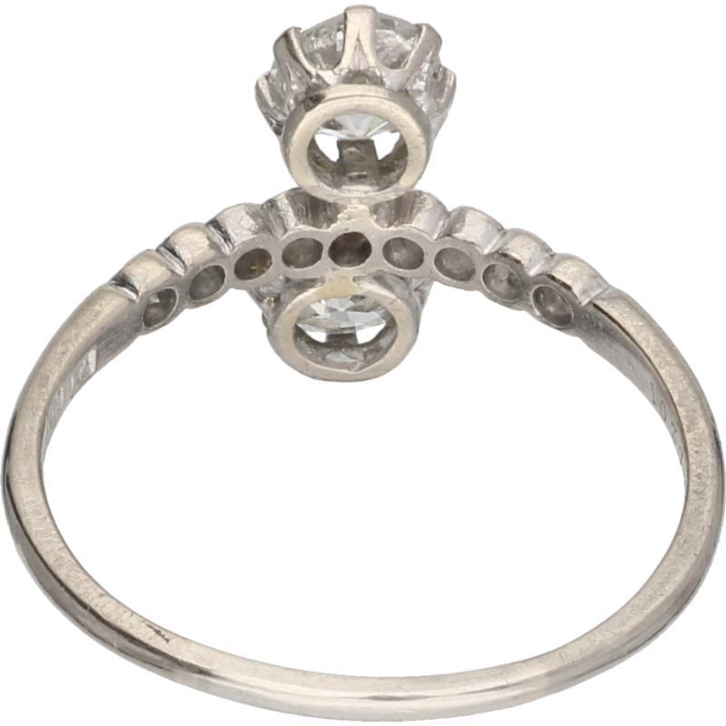 Ring platina, ca. 1.09 ct. diamant - Pt 950.