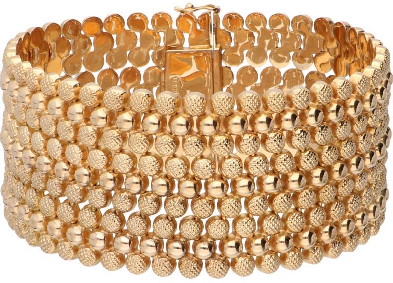 Brede bewerkte armband roségoud - 18 kt.