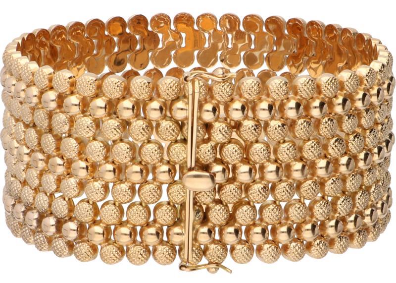 Brede bewerkte armband roségoud - 18 kt.