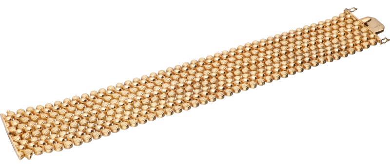 Brede bewerkte armband roségoud - 18 kt.