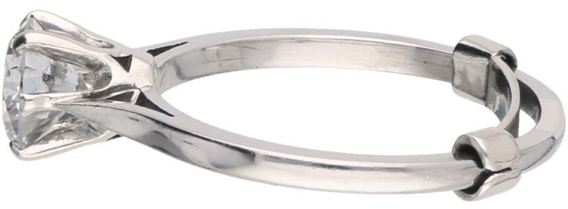 Solitair ring witgoud, ca. 1.12 ct. diamant - BWG 10 kt.
