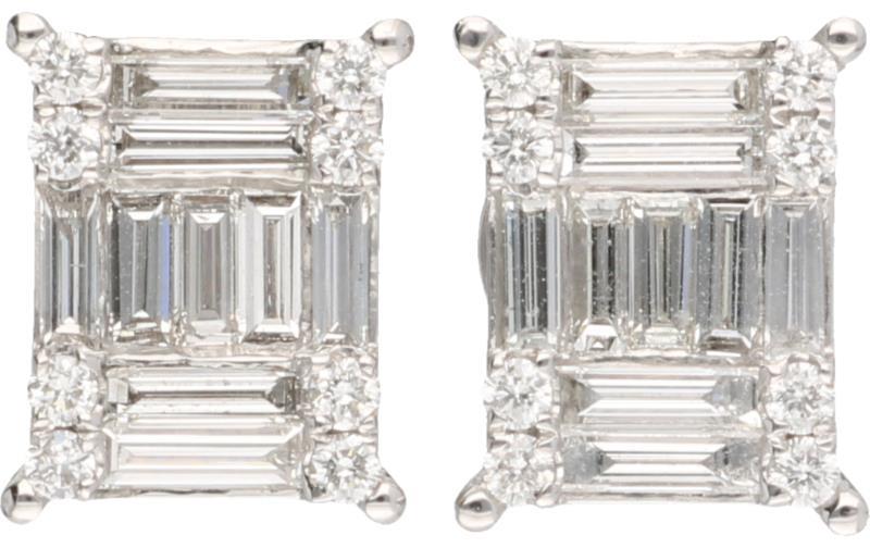 Oorbellen witgoud, ca. 1.56 ct. diamant - 18 kt.