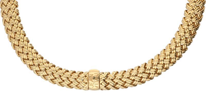 Jean Vitau basket weave collier geelgoud, ca. 1.90 ct. diamant - 18 kt. en Pt 950.