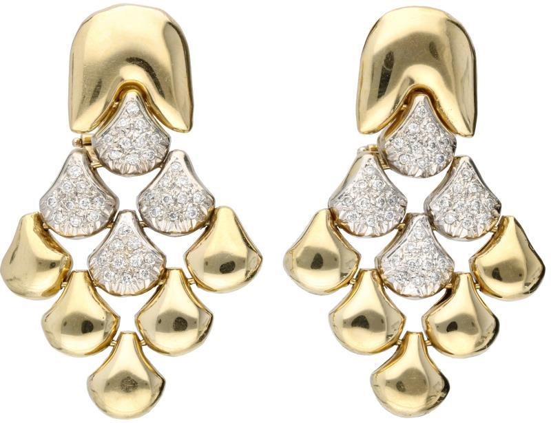 Chimento oorbellen geelgoud, ca. 0.40 ct. diamant - 18 kt.