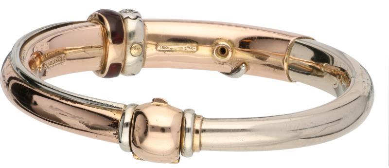 La Nouvelle Bague slavenarmband bicolor goud, ca. 0.34 ct. diamant en bruin/rode emaille - 18 kt.