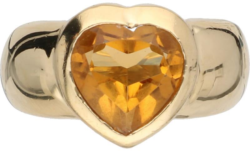Rizit Gioielli hartvormige ring geelgoud, citrien - 18 kt.