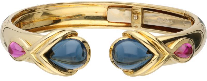Wempe bangle armband geelgoud, saffier en robijn - 18 kt.