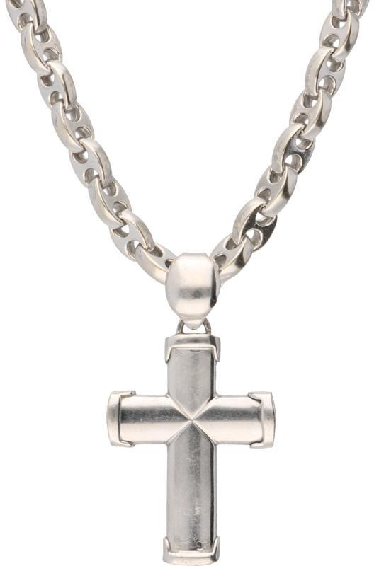 Treemme collier met kruisvormige hanger witgoud - 18 kt.
