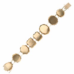 Rosegouden cameé armband, met lagensteen, tijgeroog, onyx, kwarts agaat en schelp - 14 kt.
