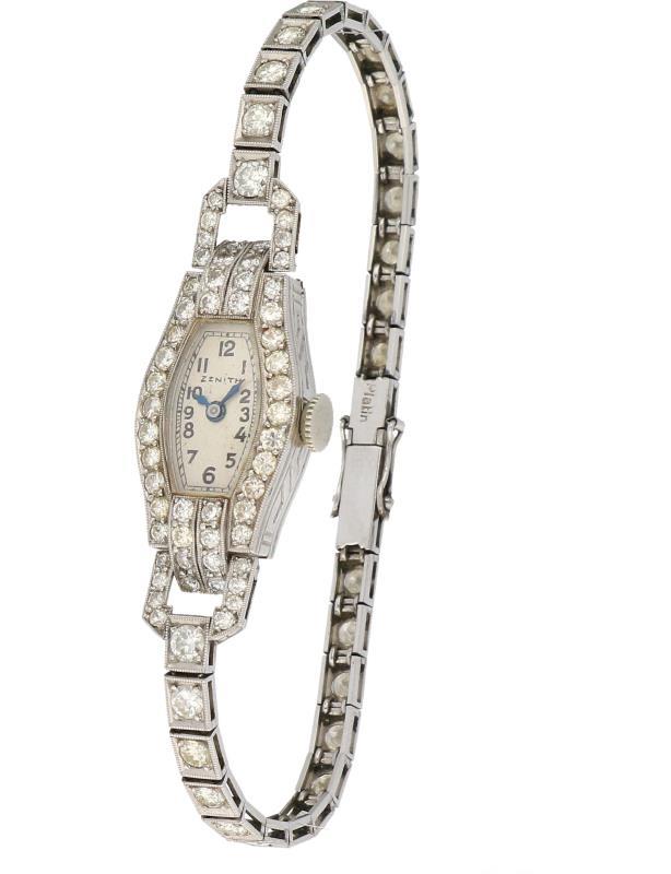 Zenith Art Deco - ca. 3.42 ct. diamant - Dameshorloge - Handopwindbaar.