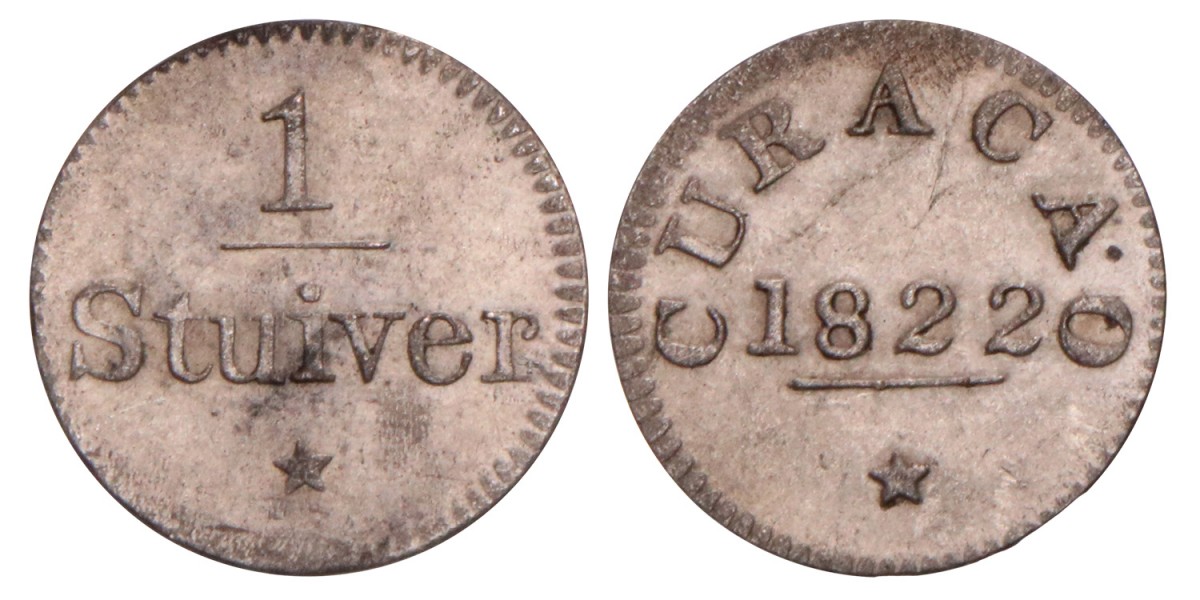 Curacao. 1 Stuiver 1822. Prachtig.