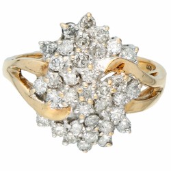 Geelgouden entourage ring, met ca. 0.68 ct. diamant - 14 kt.