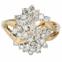 Geelgouden entourage ring, met ca. 0.68 ct. diamant - 14 kt.