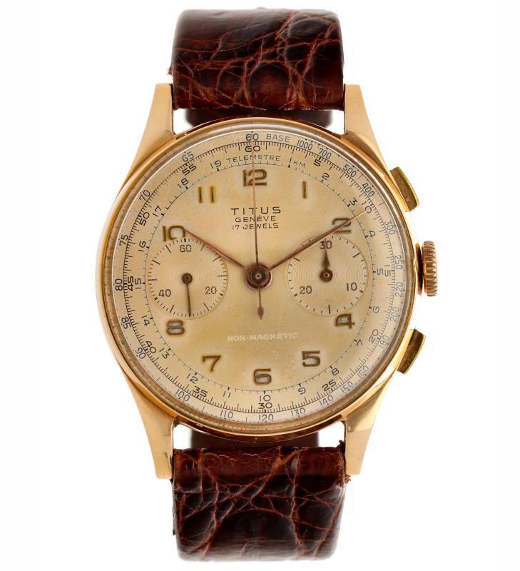 Titus Chronograph - Herenhorloge - Handopwindbaar - Ca. 1955.