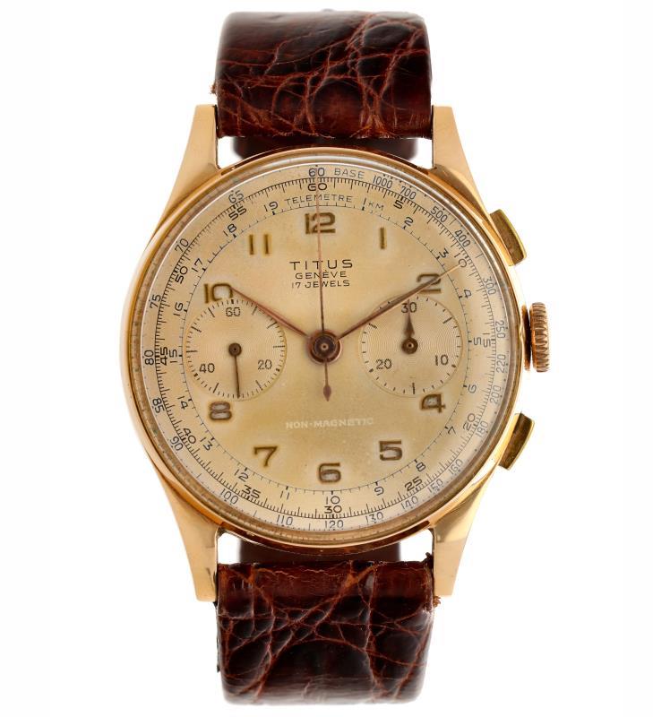 Titus Chronograph - Herenhorloge - Handopwindbaar - Ca. 1955.