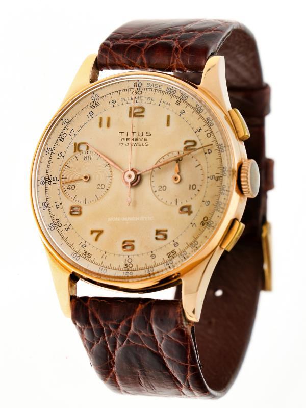 Titus Chronograph - Herenhorloge - Handopwindbaar - Ca. 1955.