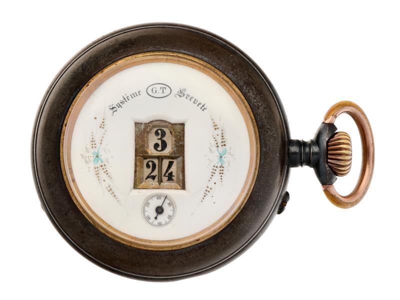 Zakhorloge staal, Digitaal ''Revue Thommen'' - Herenzakhorloge - Handopwindbaar - Ca. 1910.