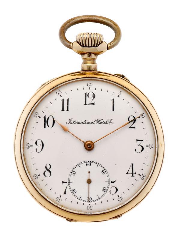 Zakhorloge IWC goud - Herenzakhorloge - Handopwindbaar - Ca. 1900.