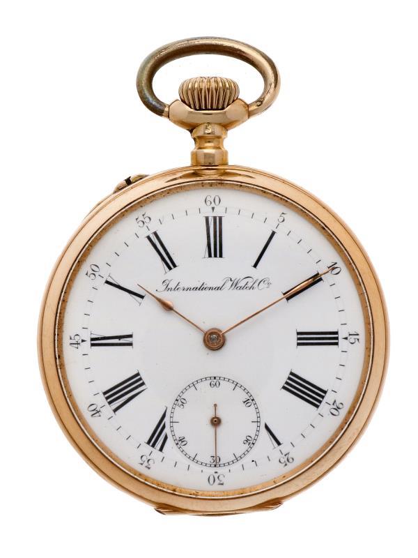 Zakhorloge IWC goud - Herenzakhorloge - Handopwindbaar - Ca. 1900.