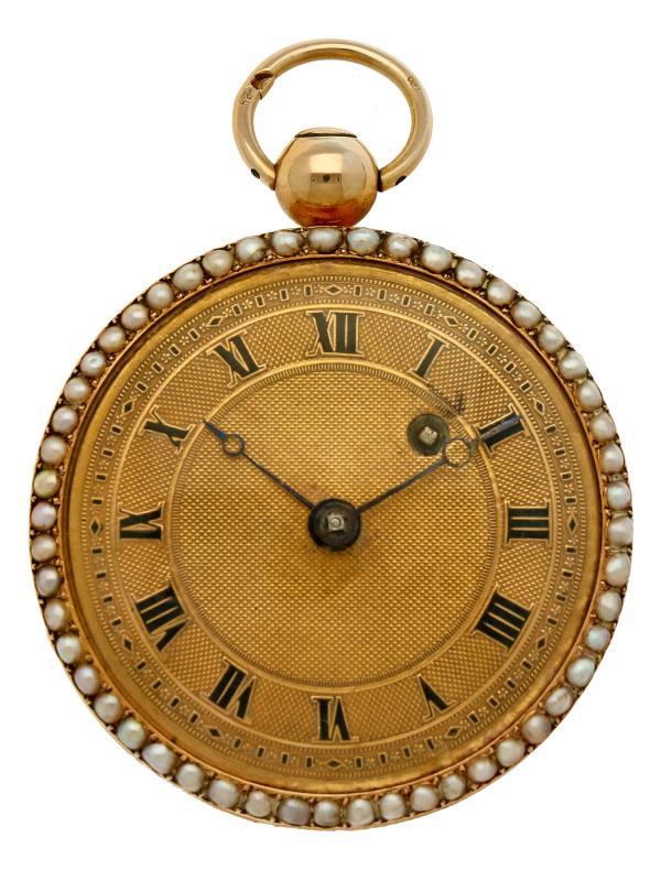 Zakhorloge goud, snek spillegang ''Perret Freres'' - Dameszakhorloge - Handopwindbaar - Ca. 1800.