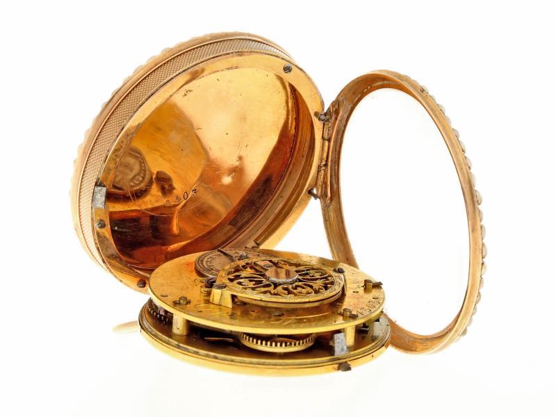 Zakhorloge goud, snek spillegang ''Perret Freres'' - Dameszakhorloge - Handopwindbaar - Ca. 1800.