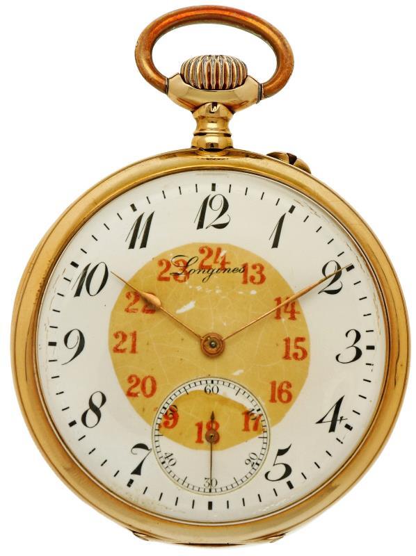 Zakhorloge Longines goud - Herenzakhorloge - Handopwindbaar - Ca. 1910.