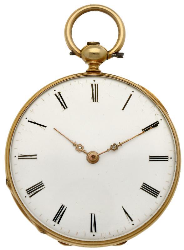 Zakhorloge goud, cylindergang - Dameszakhorloge - Handopwindbaar - Ca. 1858.