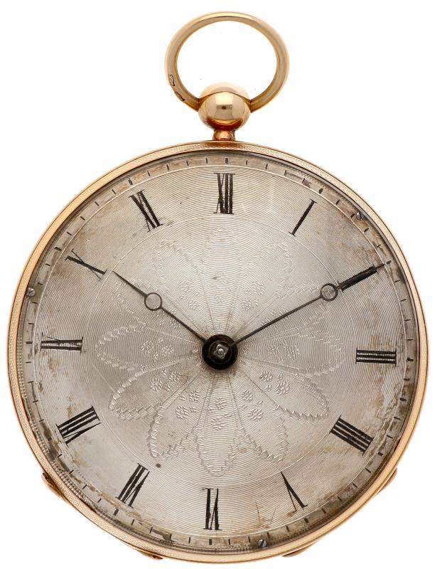 Zakhorloge goud, snek spillegang - Herenzakhorloge - Handopwindbaar - Ca. 1800.